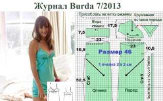 Базовая выкройка комбинации на бретелях